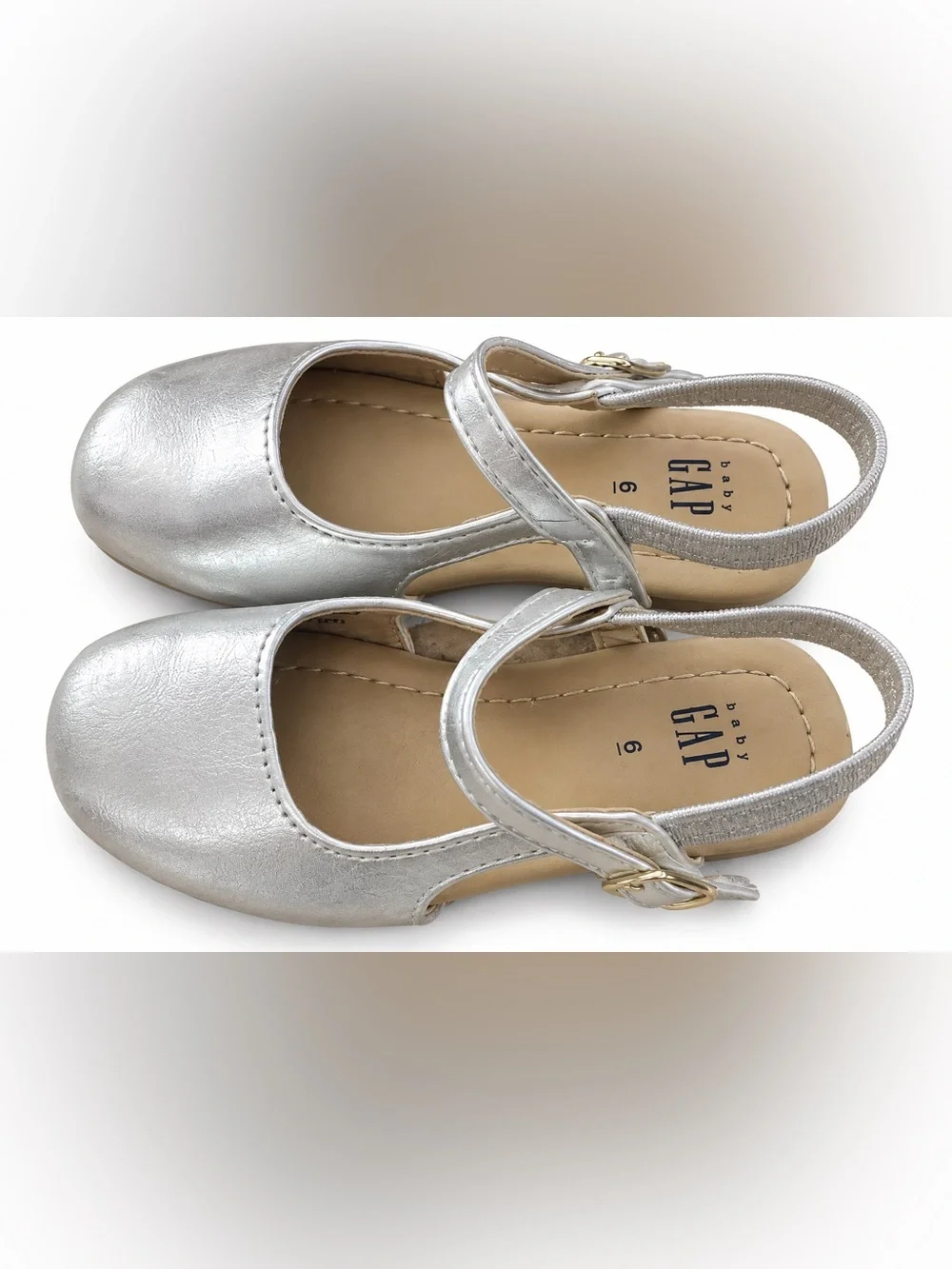 Baby GAP Toddler Girls Silver Metallic Mary Jane Shoes Size 6